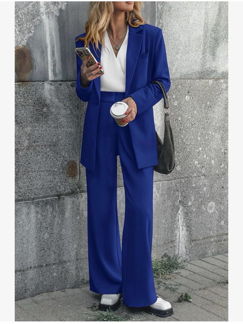 Tailored Wide-Leg Pants in Cobalt Blue